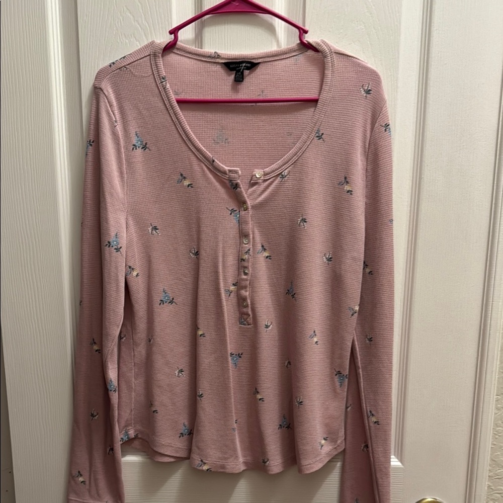Lucky Brand Pink Floral Button-Up Top